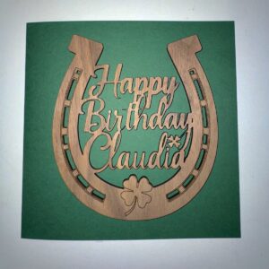 Personalisierte Geburtstagskarte aus Nussbaumholz