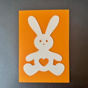 Karte mit Kunstleder Herz Bunny