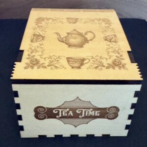 Tea Time – Teebox aus Holz, lasergraviert